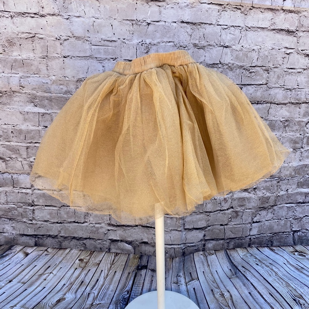 Girls gold Tulle satin waist skirt - Picture 2 of 5